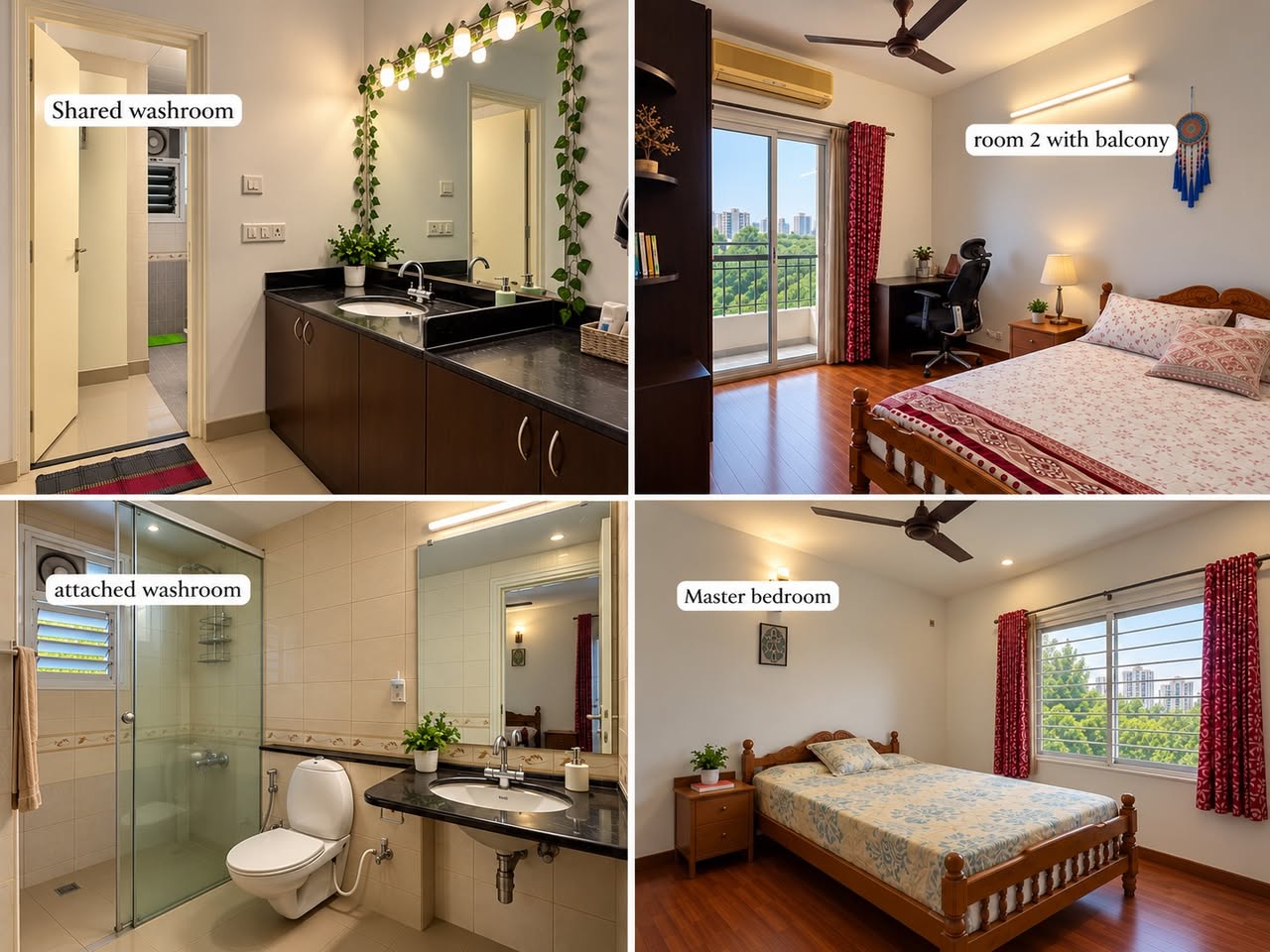 2 Rooms Available in a 3 BHK, Brigade Metropolis