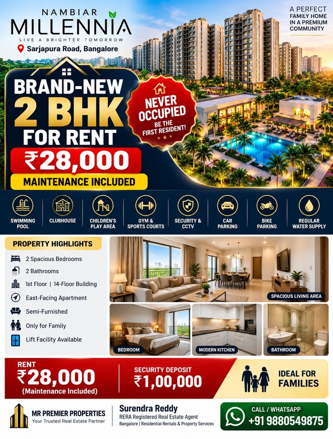 Brand-New 2 BHK Apartment at Nambiar Millennia